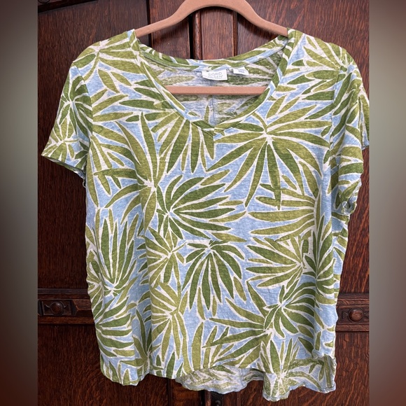 Signed Olsen Linen Tropical Top Small 2X - Picture 5 of 5